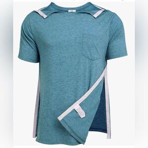 NWT Deyeek Unisex Teal Tear Away Short Sleeve T Shirt Shoulder Surgery Chemo XXL